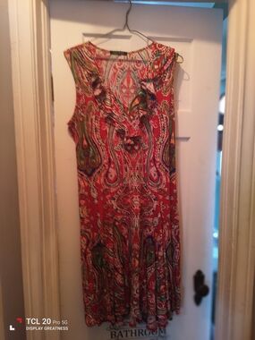 Ralph Lauren Red Paisley Ruffle Maxi Dress